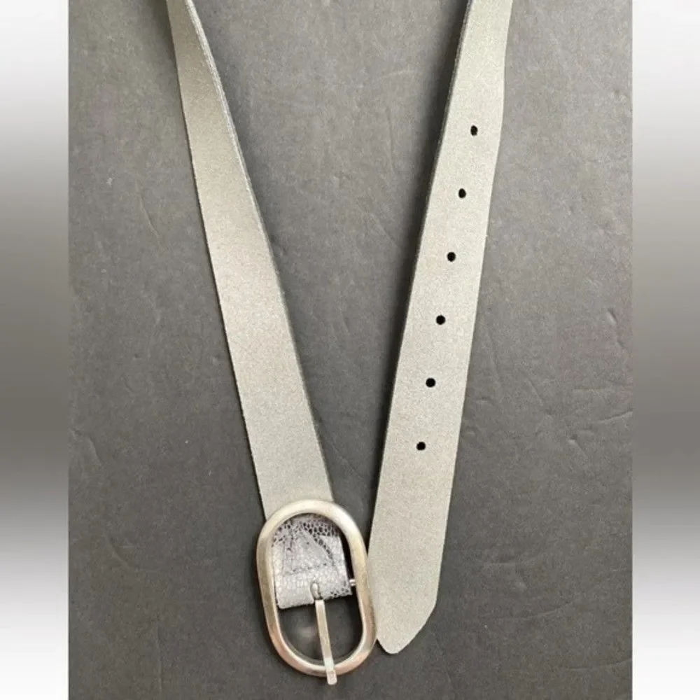 Free People Vanzetti Belt Silver Print Real Leather Germany/ Italy Made New